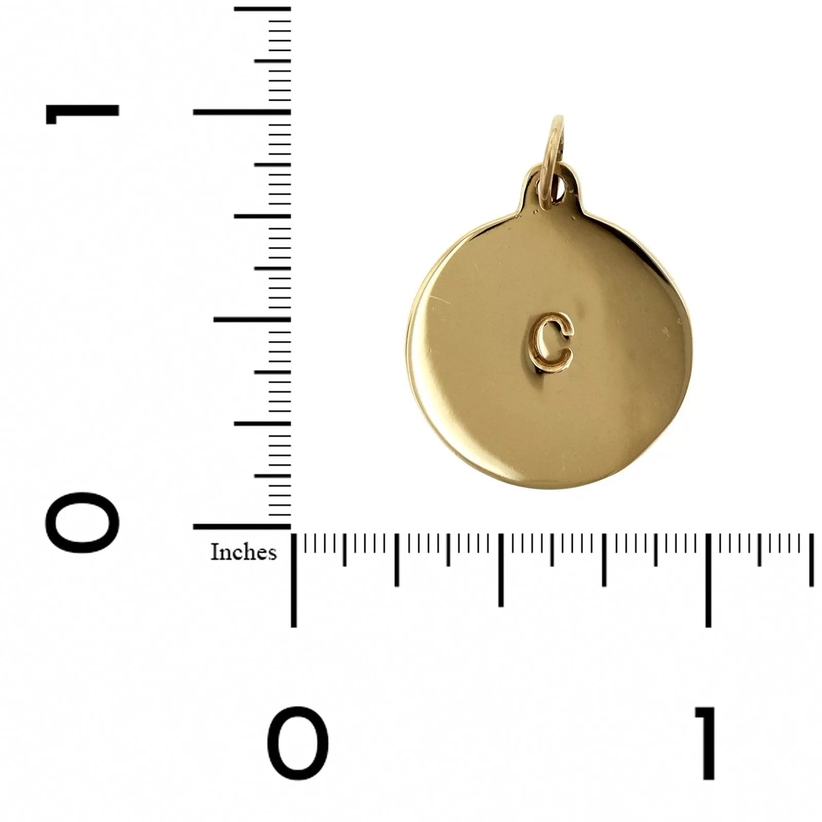 14K Yellow Gold C Round Disc