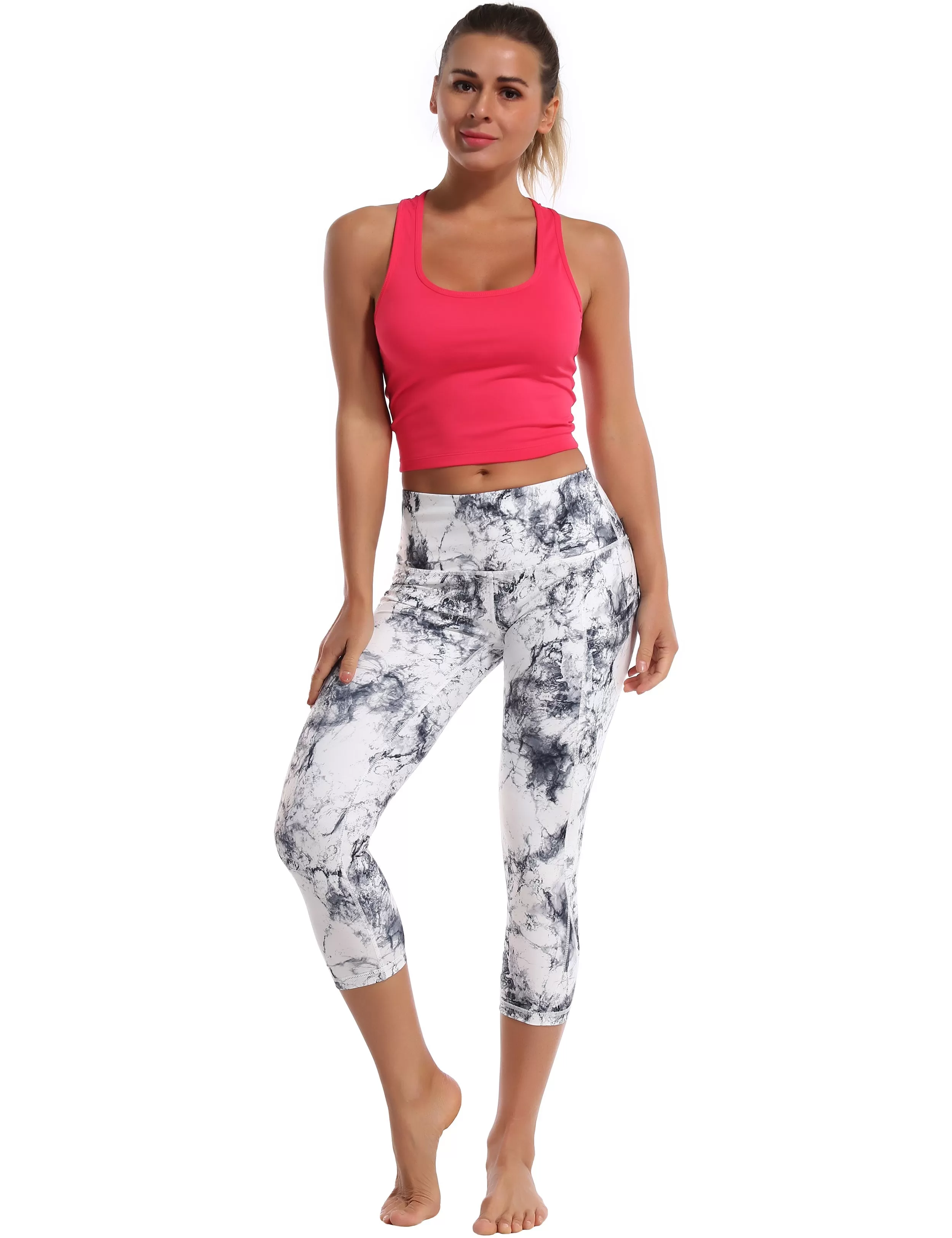 19 Printed Side Pockets Capris arabescato_yogastudio