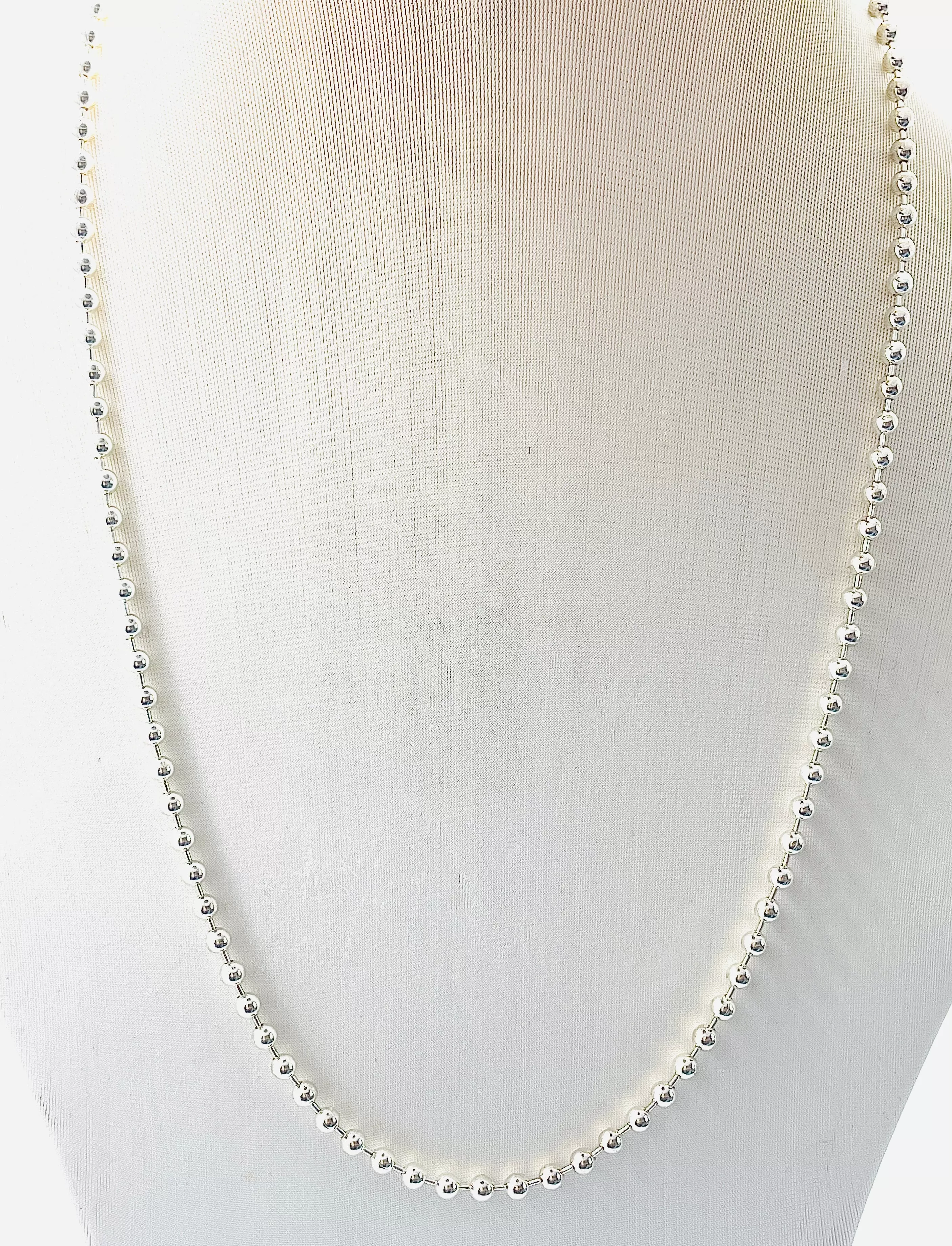 22” STERLING SILVER BEADED NECKLACE