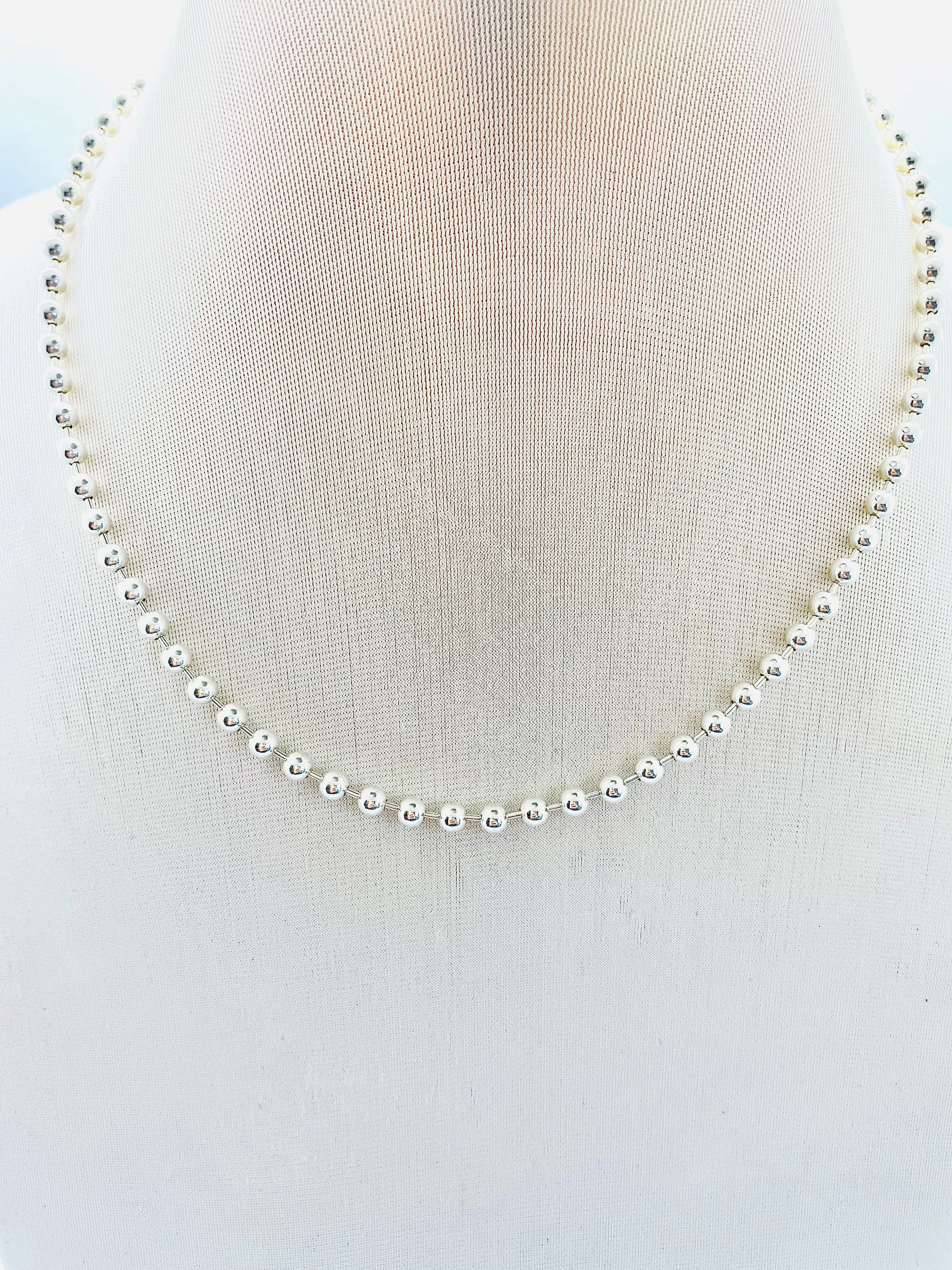 22” STERLING SILVER BEADED NECKLACE