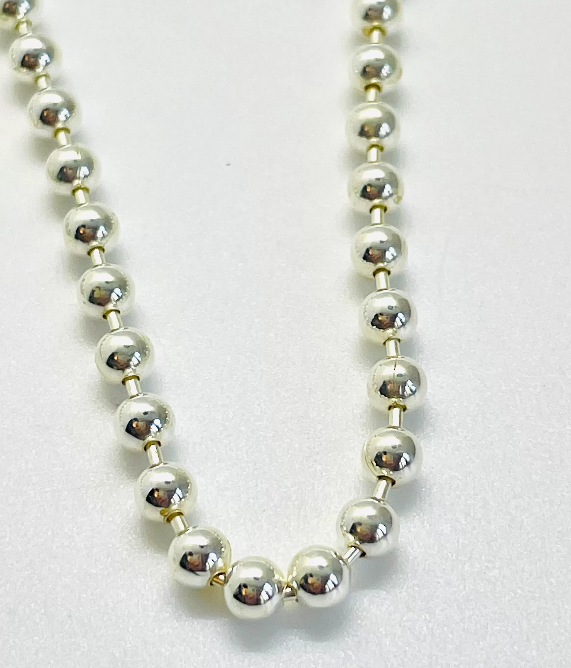 22” STERLING SILVER BEADED NECKLACE