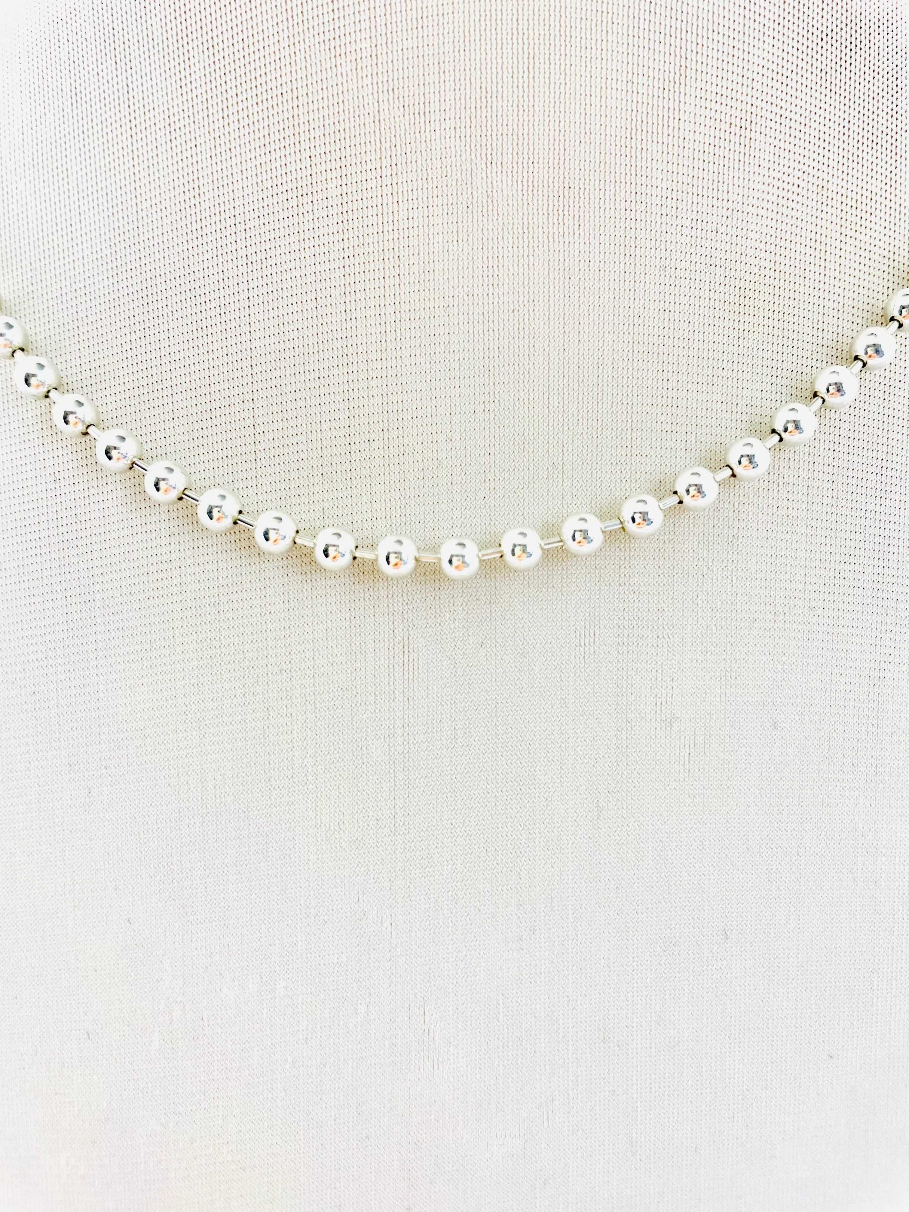 22” STERLING SILVER BEADED NECKLACE