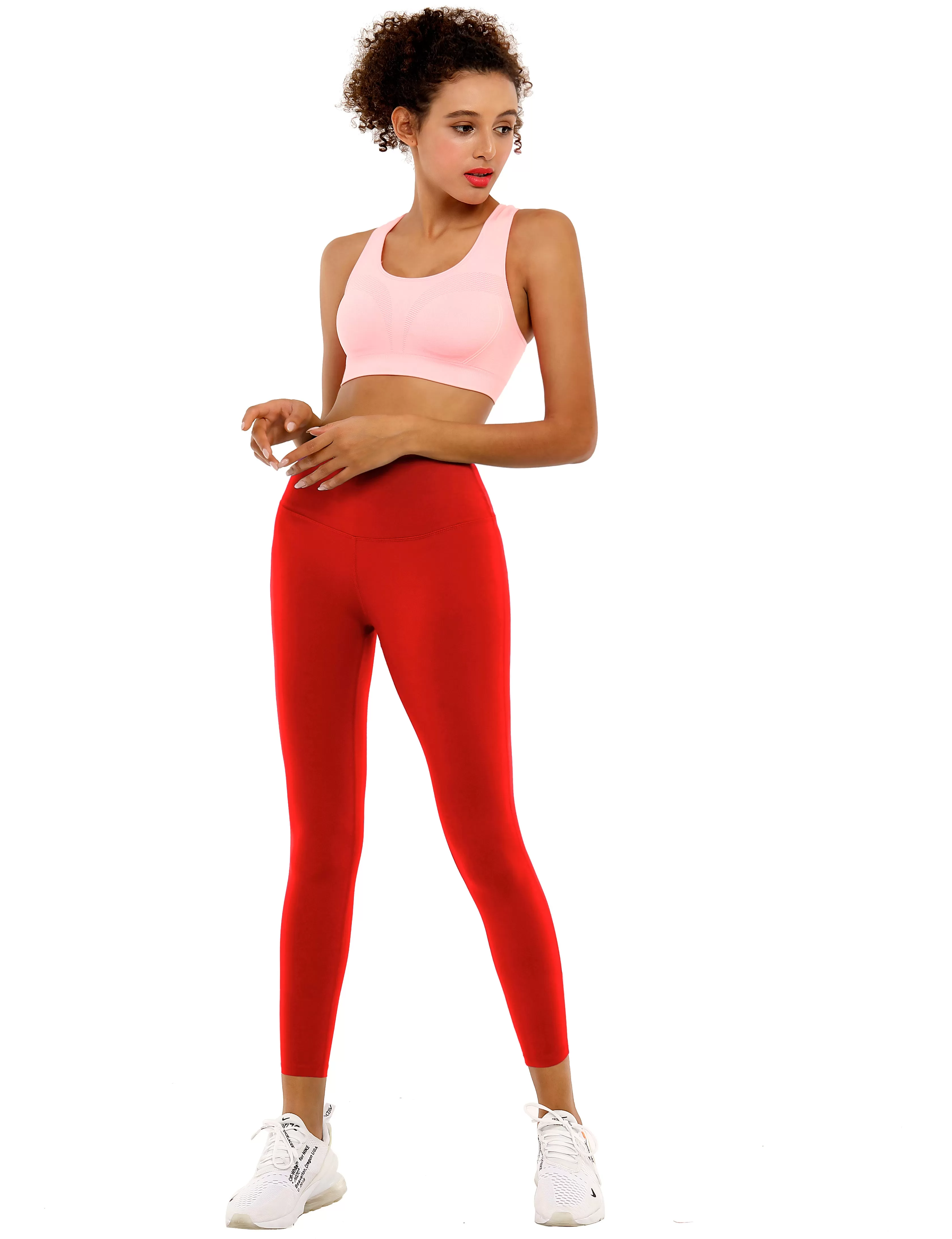 22" High Waist Side Line Capris scarlet