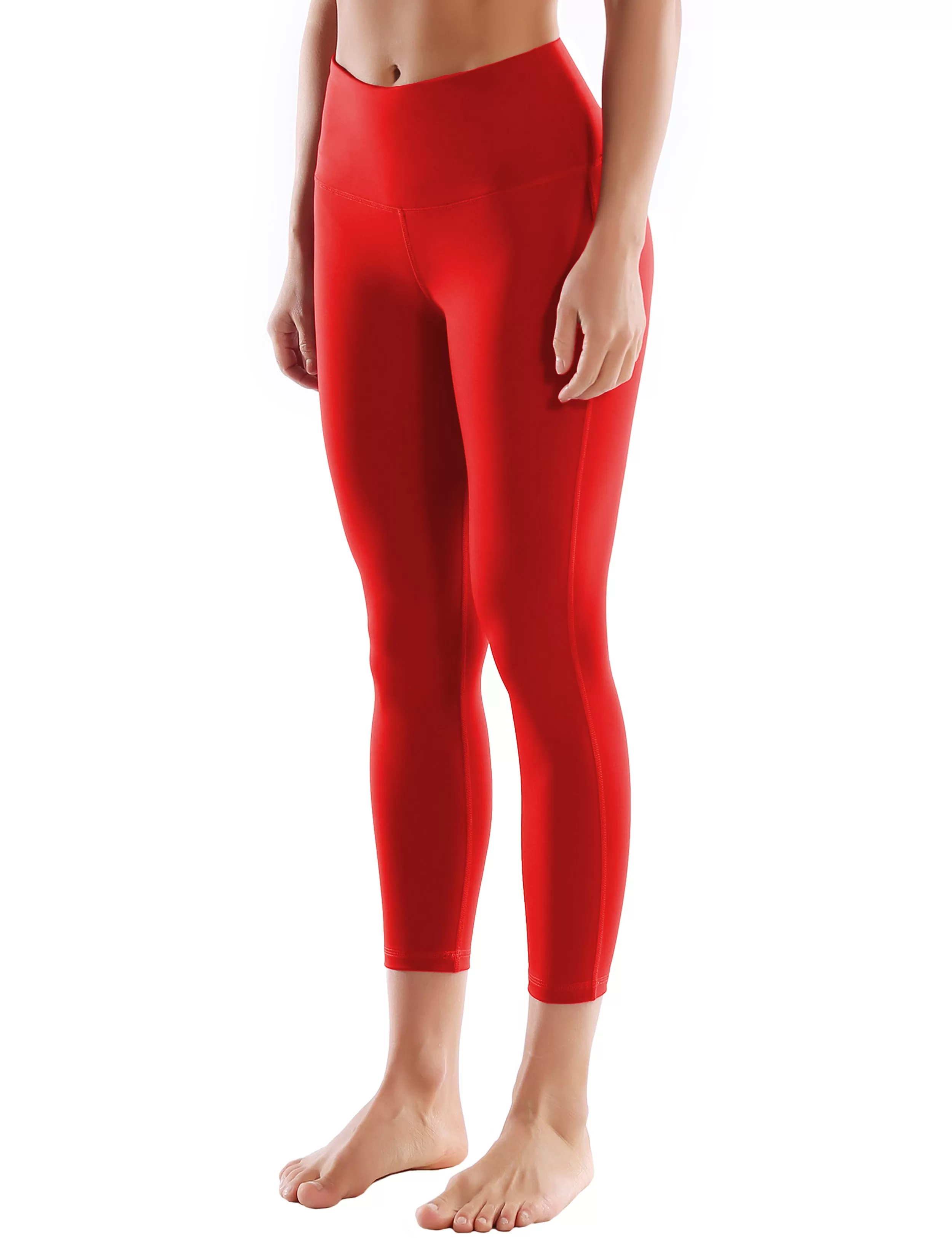 22" High Waist Side Line Capris scarlet