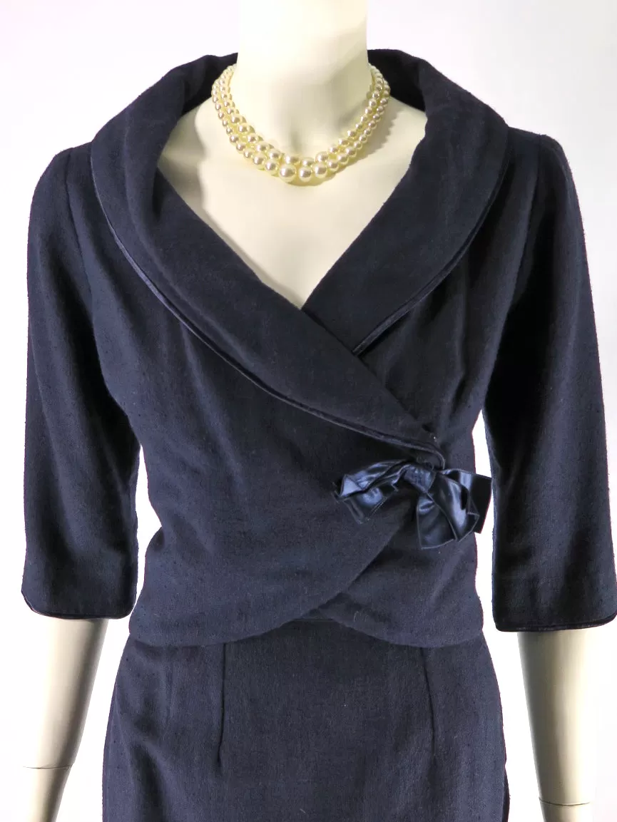 50s Navy Blue Skirt Suit - sm