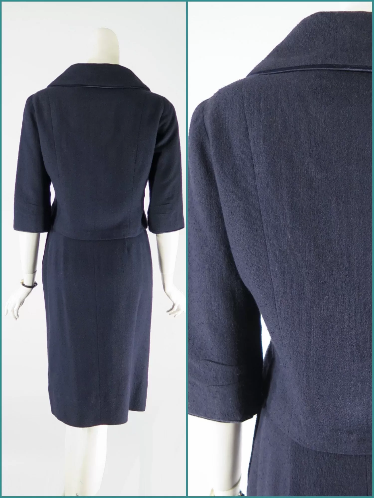 50s Navy Blue Skirt Suit - sm