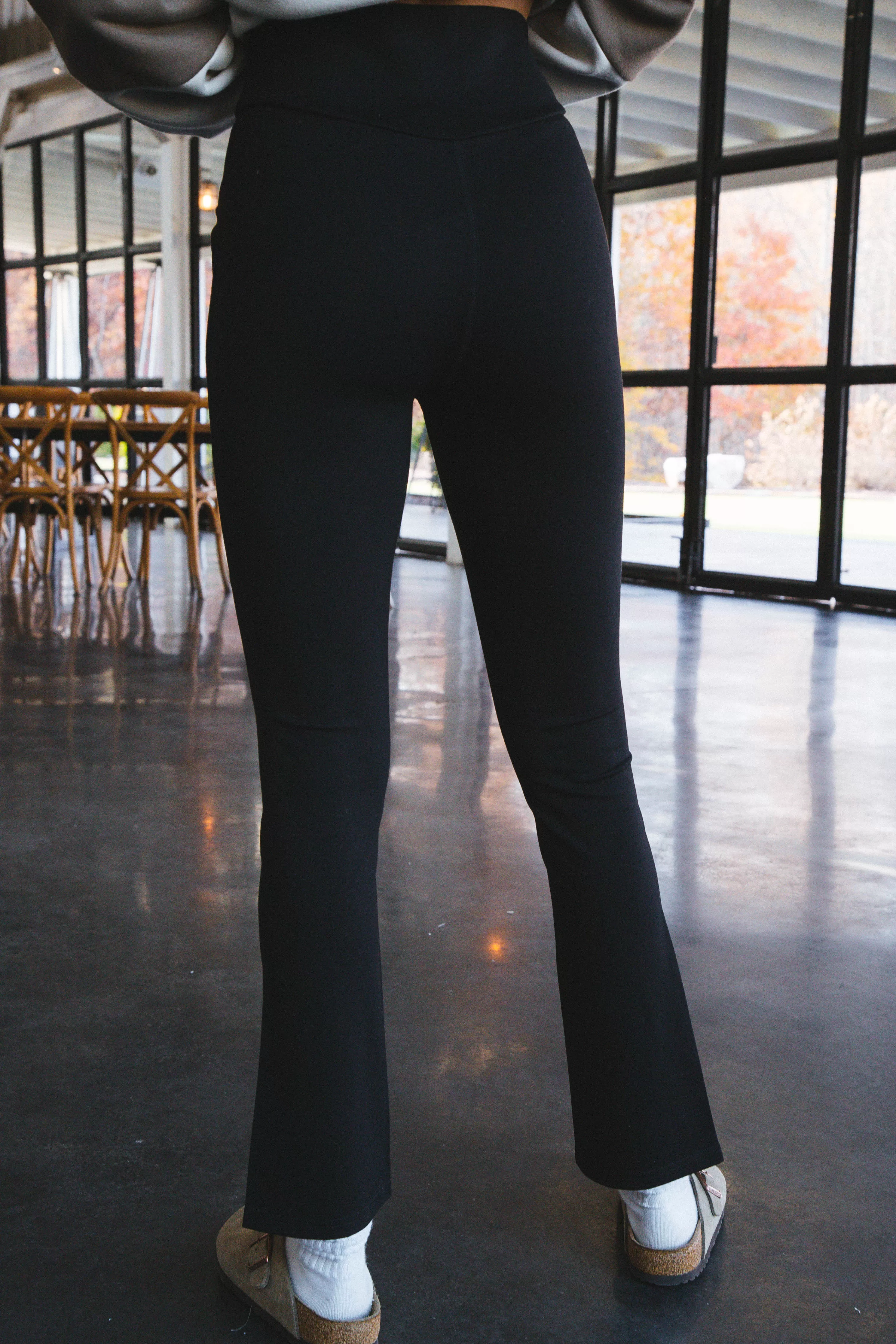 Alani Crossover Waist Flare Leggings, Black