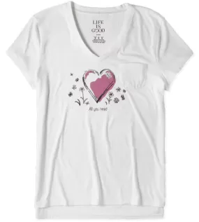 All You Need Heart Vee T-Shirt by Life is good