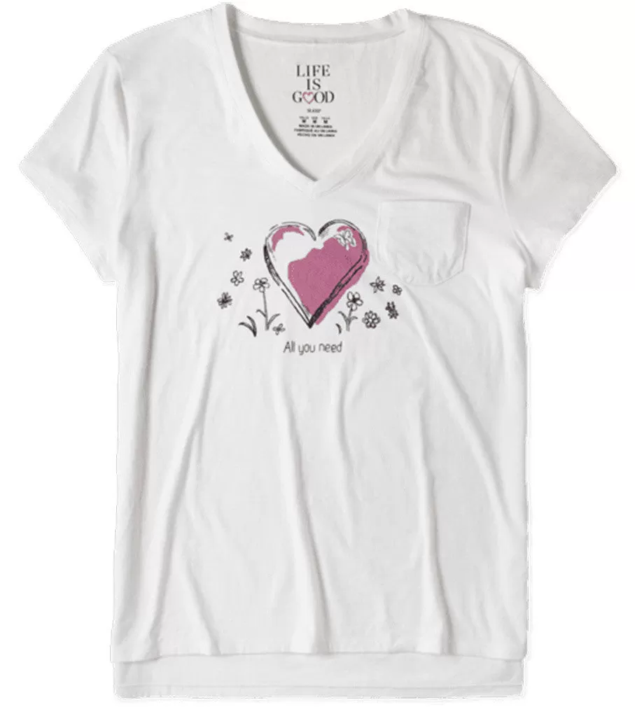 All You Need Heart Vee T-Shirt by Life is good