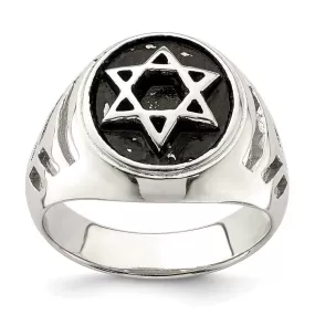 Antiqued Star of David Ring in Sterling Silver