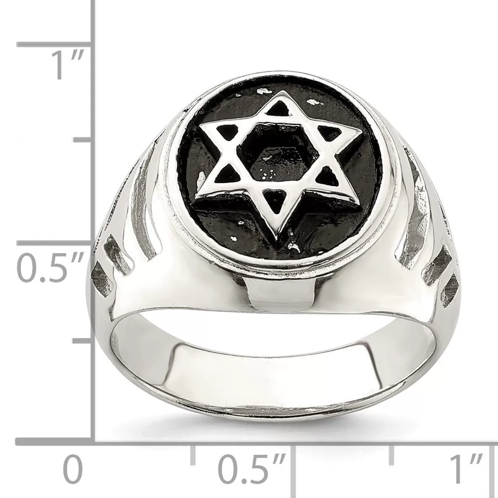 Antiqued Star of David Ring in Sterling Silver