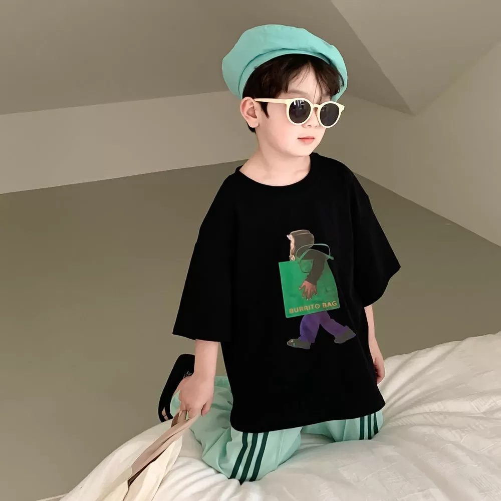 Baby Kid Boys Letters Cartoon Print Tops