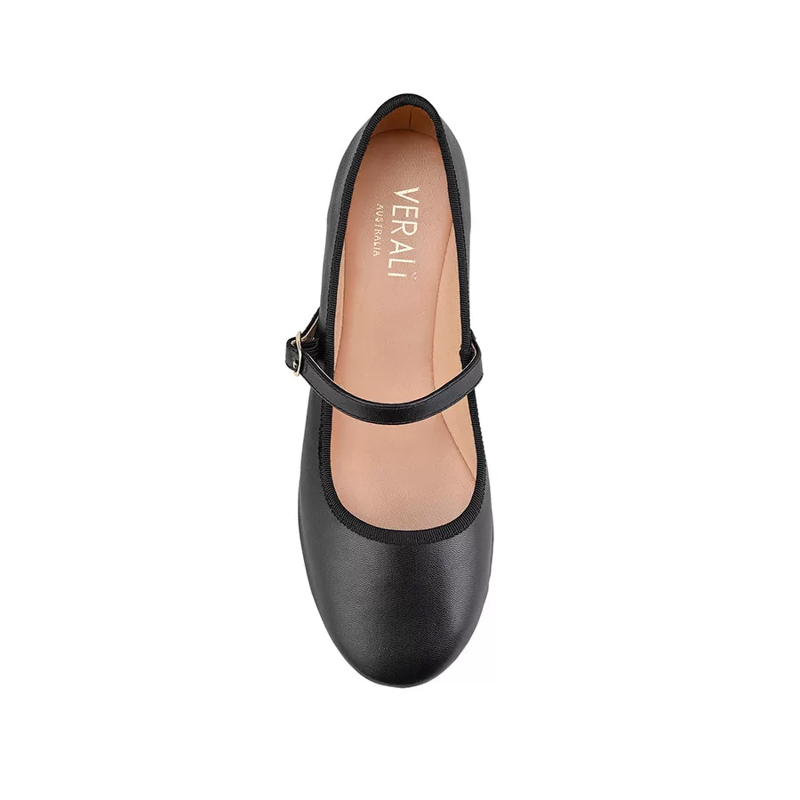 Bambi Mary-Jane Flats - Black Smooth