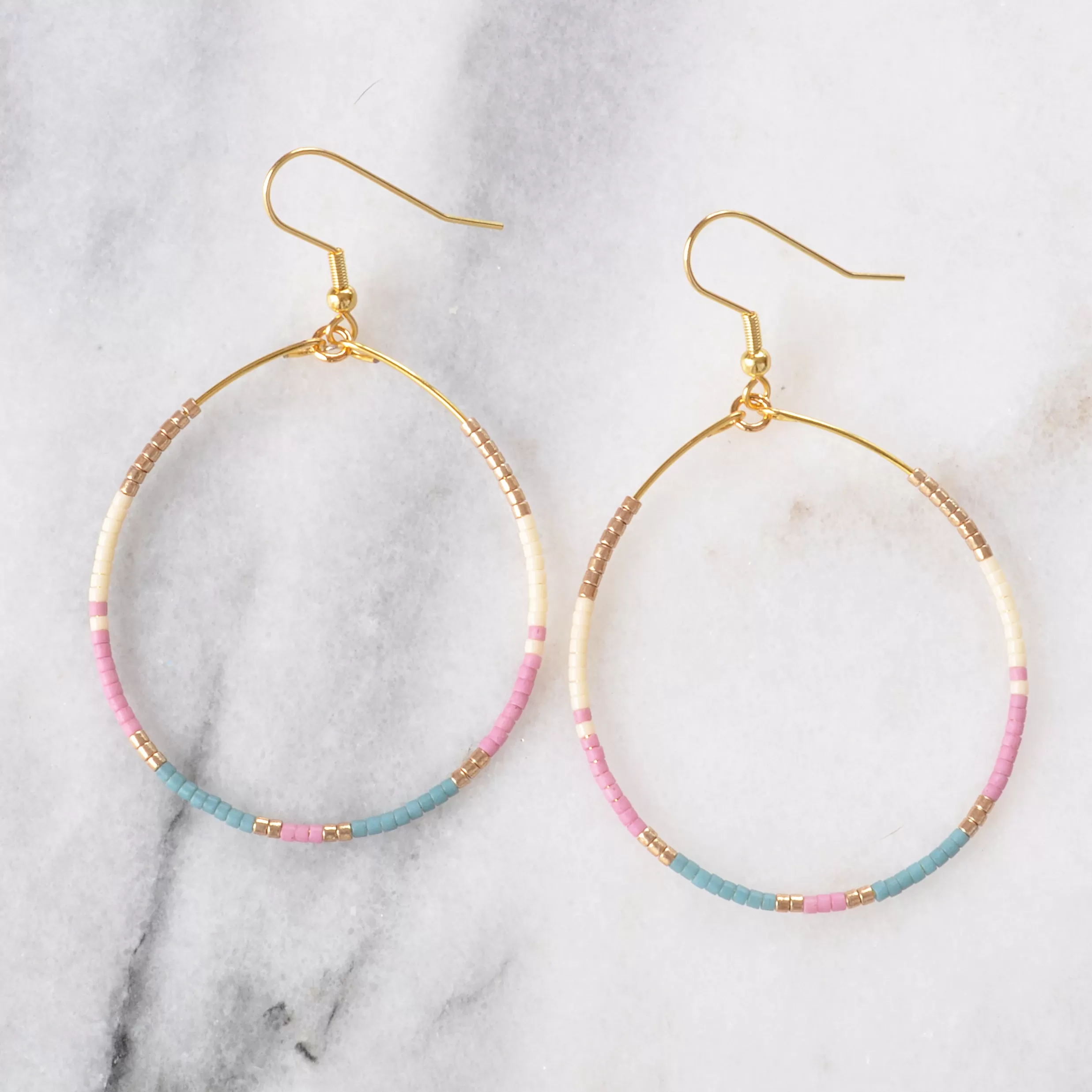 Big Beaded Hoops - MAUVE