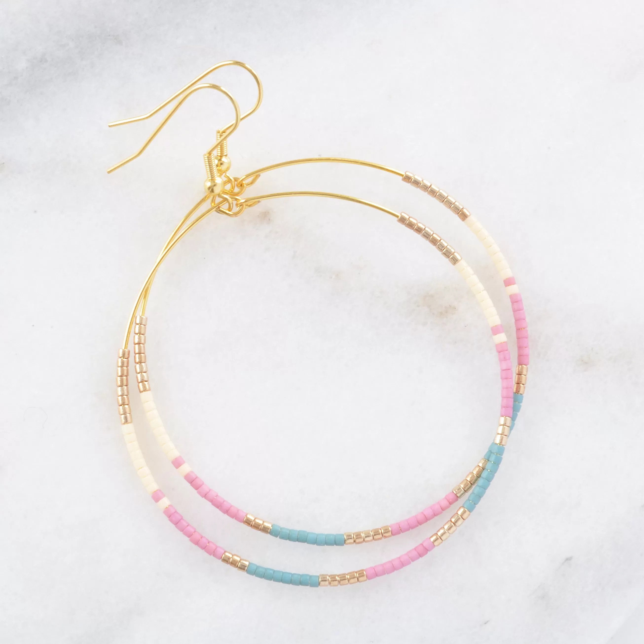 Big Beaded Hoops - MAUVE