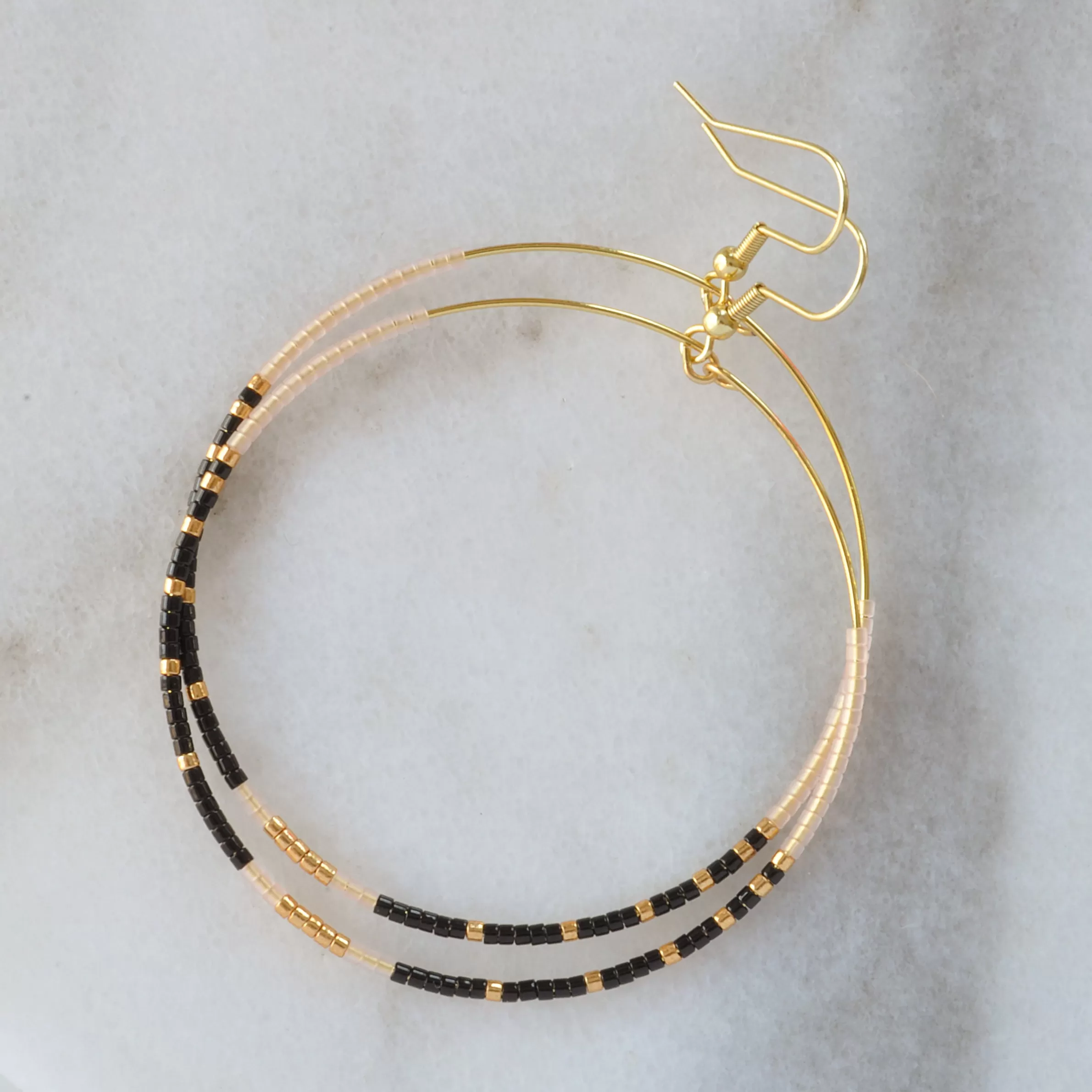 Big Beaded Hoops - NOIR