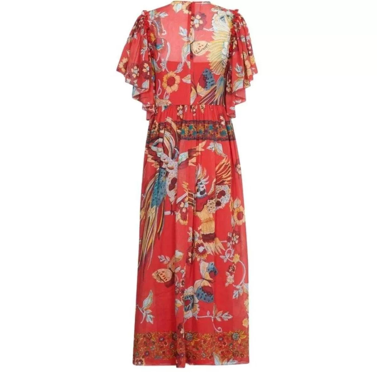 Bird of Paradise-Print Silk Blend Dress