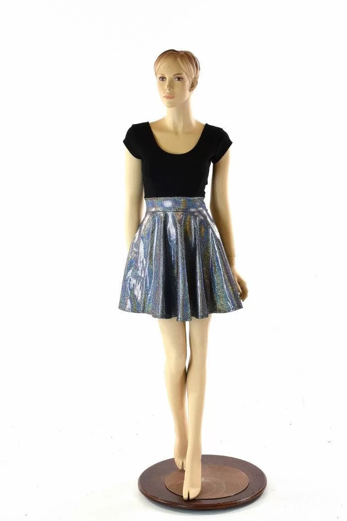 Black & Silver Holographic Skater Dress