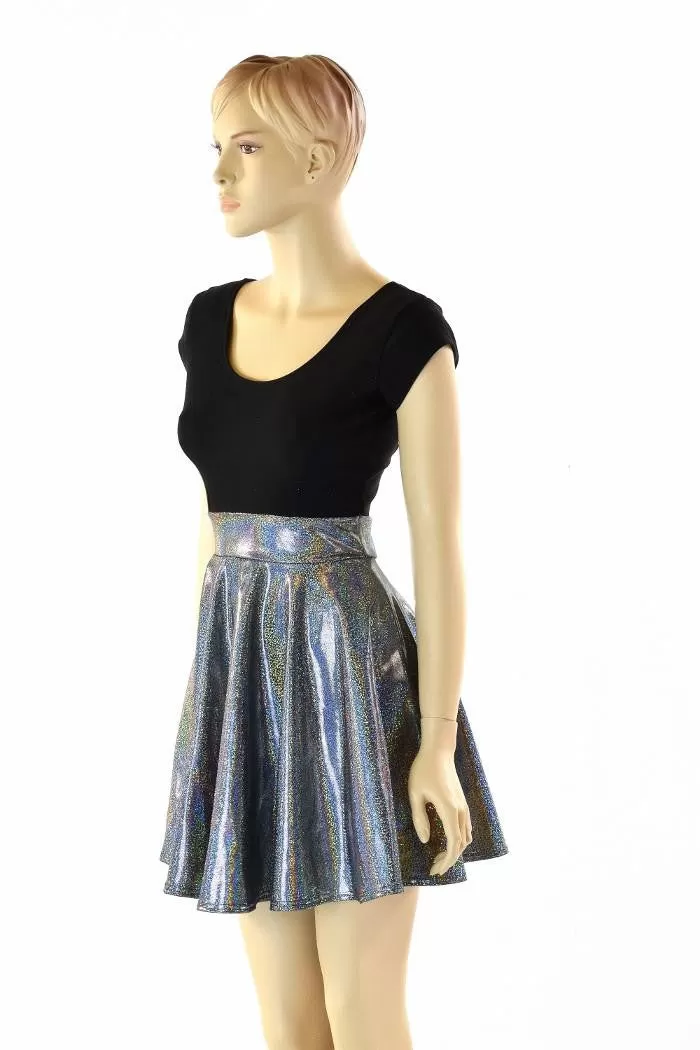 Black & Silver Holographic Skater Dress