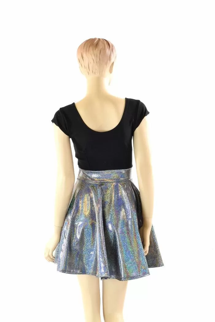 Black & Silver Holographic Skater Dress