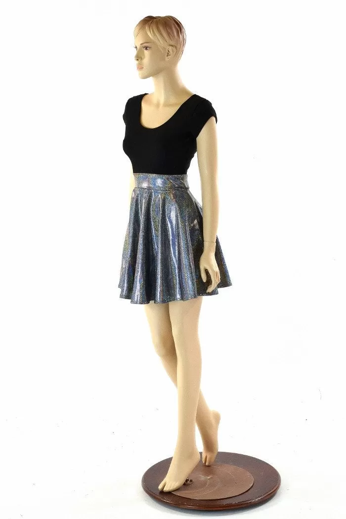 Black & Silver Holographic Skater Dress