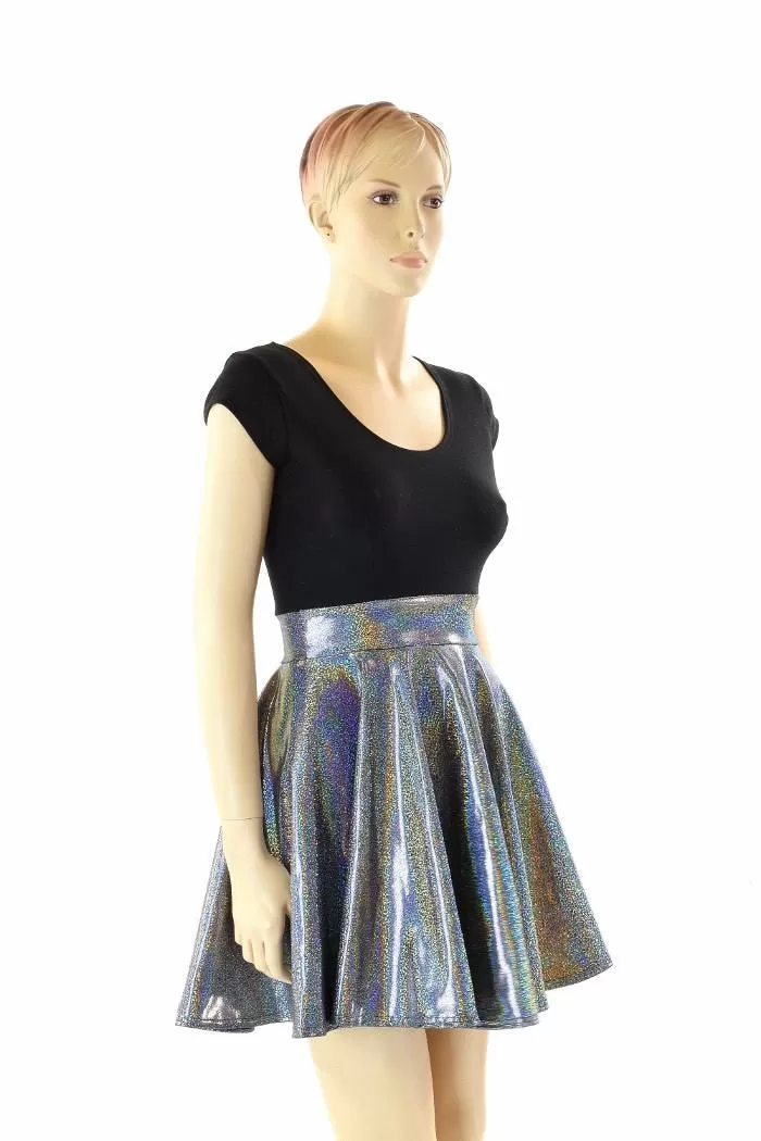 Black & Silver Holographic Skater Dress