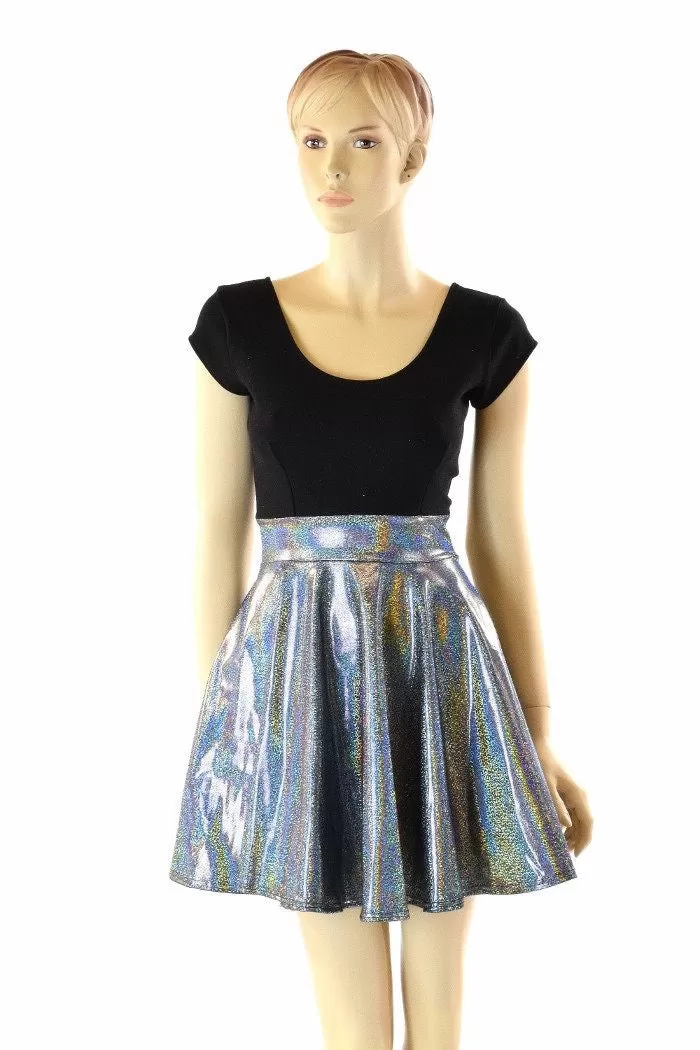 Black & Silver Holographic Skater Dress