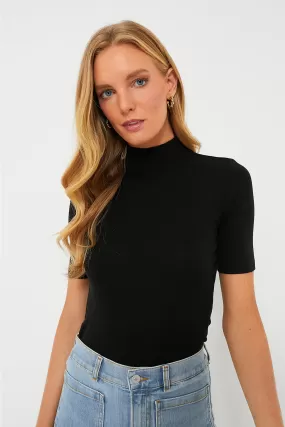 Black Lexi Rib Mock Neck Top