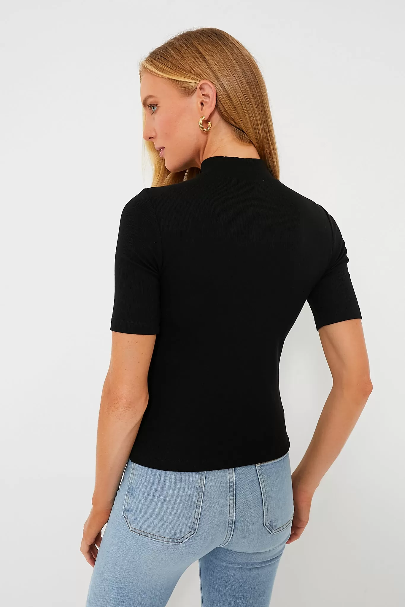 Black Lexi Rib Mock Neck Top