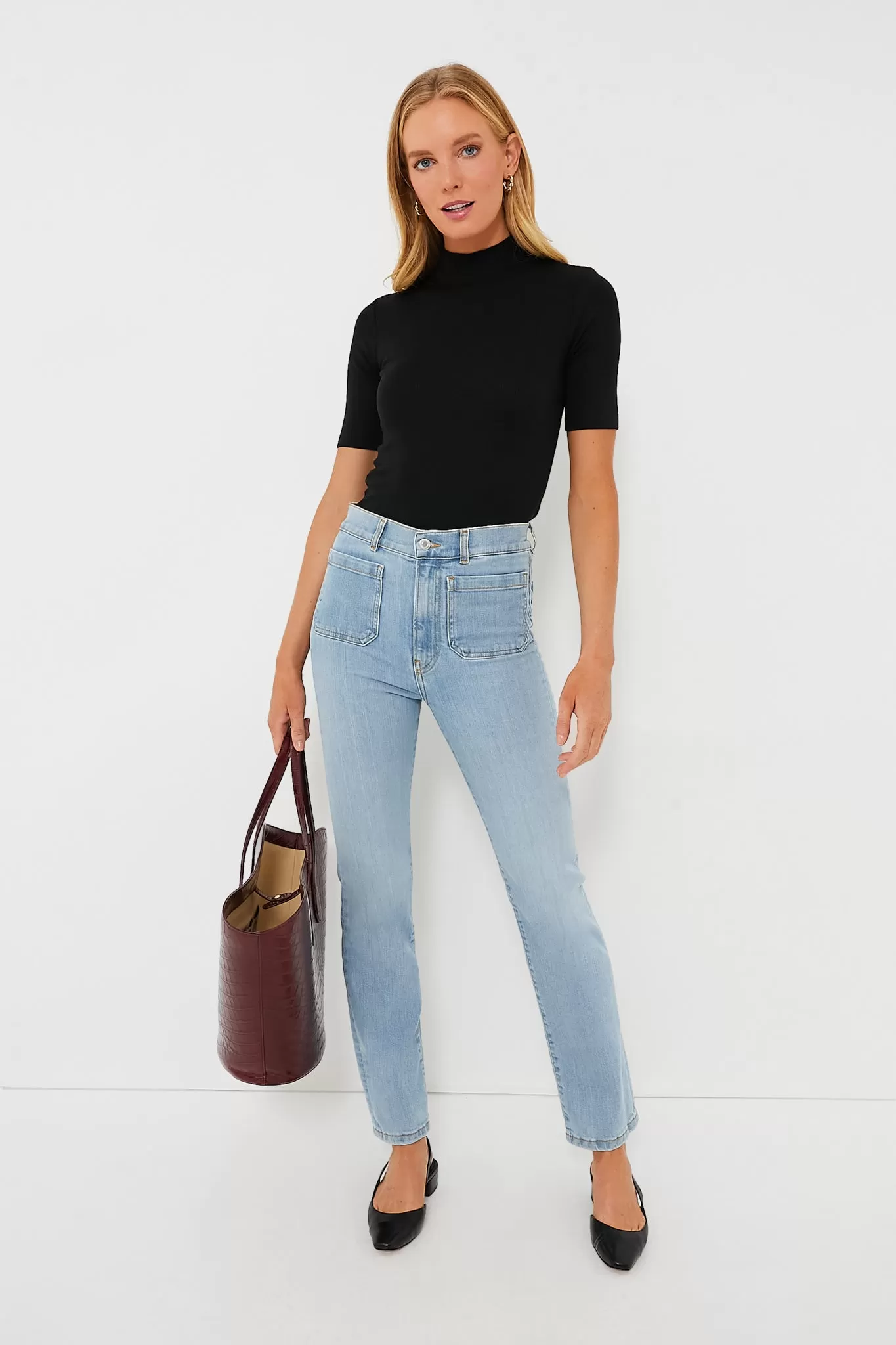 Black Lexi Rib Mock Neck Top