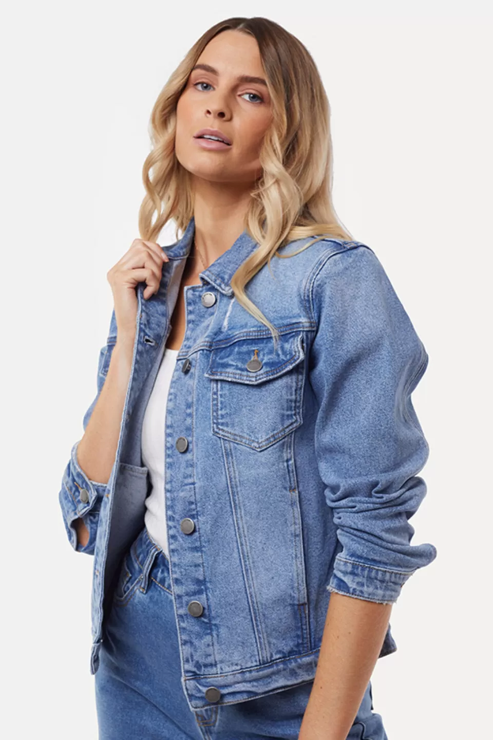 Brooklyn Crop Blue Denim Jacket