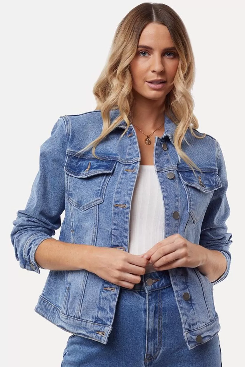 Brooklyn Crop Blue Denim Jacket