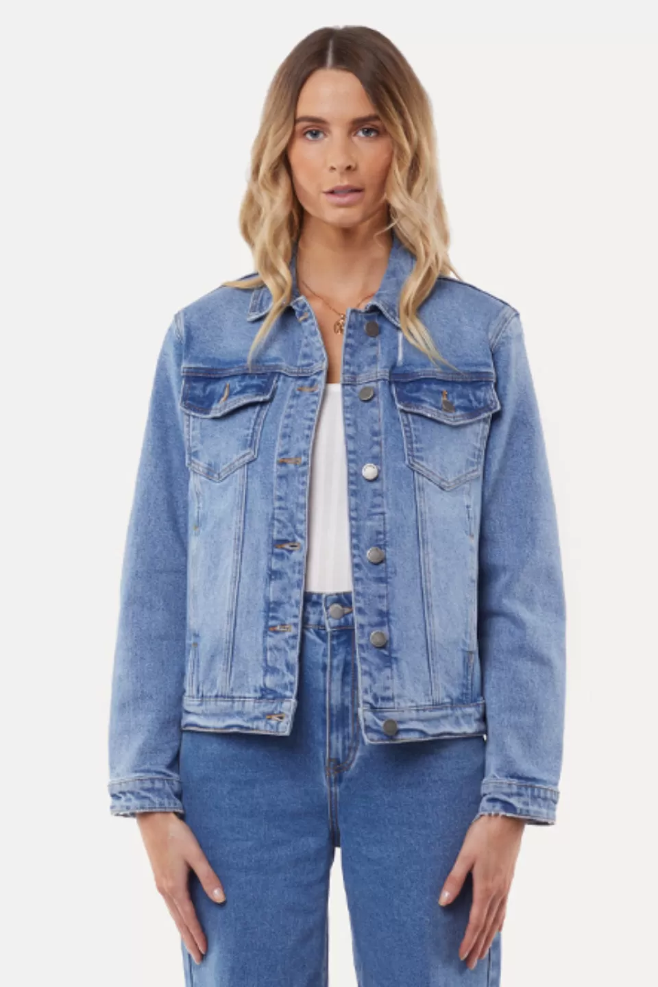 Brooklyn Crop Blue Denim Jacket