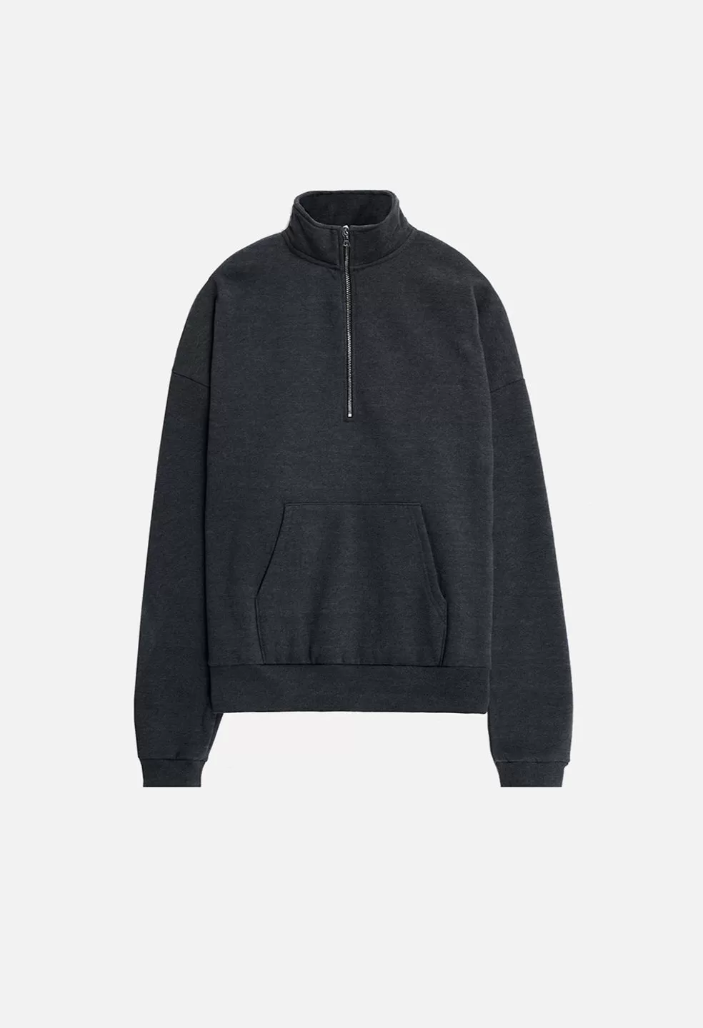 Cashmere Fleece Half Zip Pullover / Heather Black