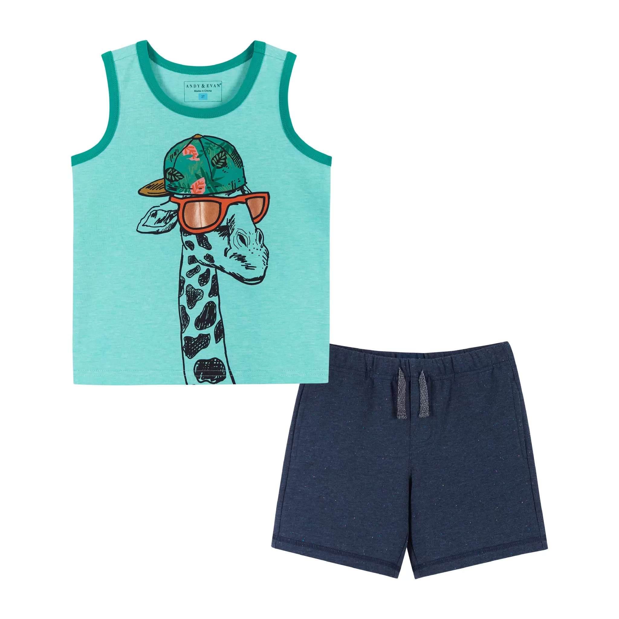 Cool Giraffe Tank & Short Set | Aqua