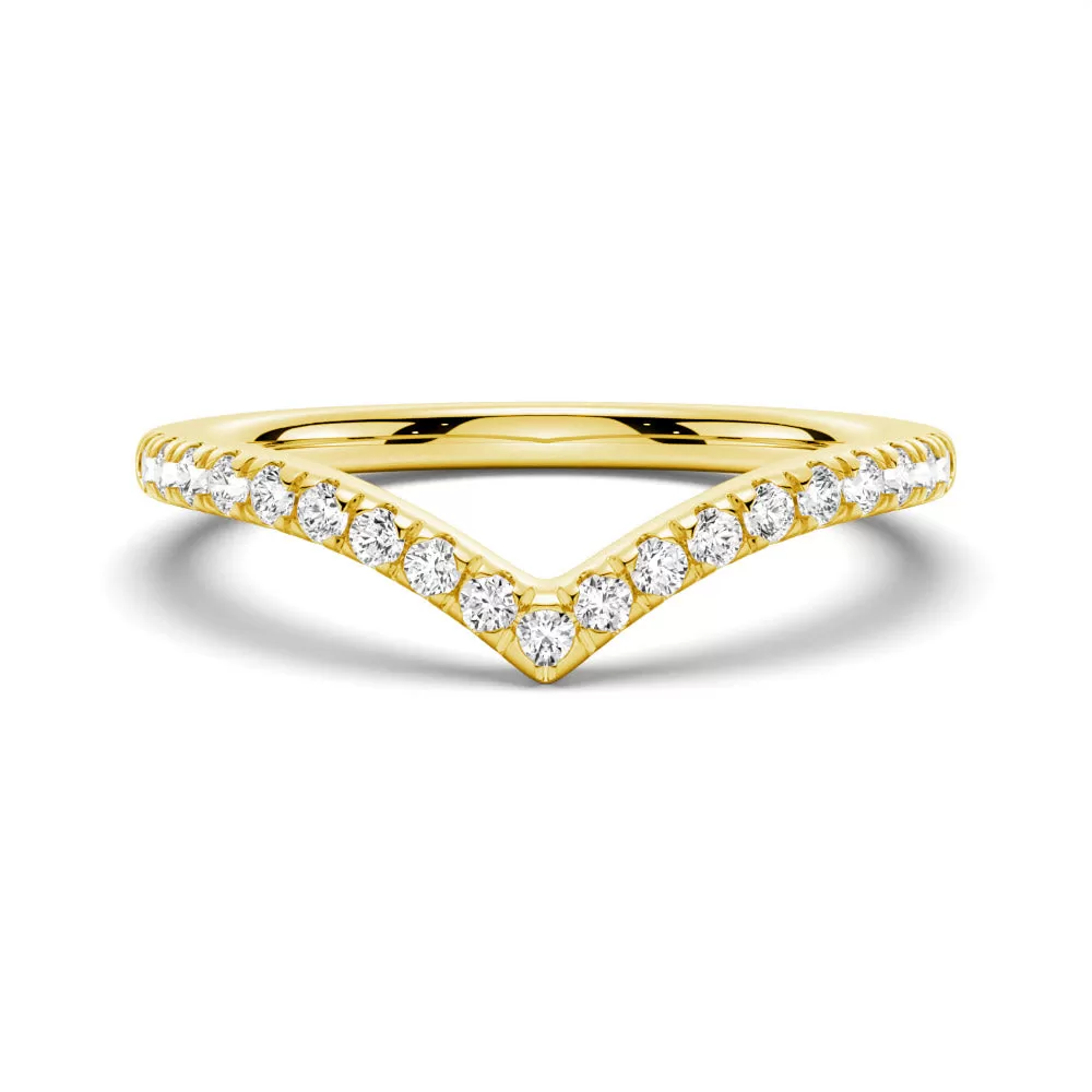 Curved V Moissanite Wedding Band