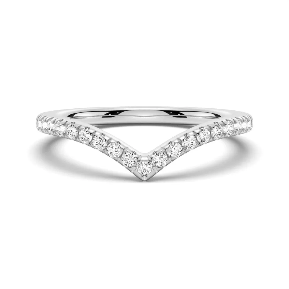 Curved V Moissanite Wedding Band