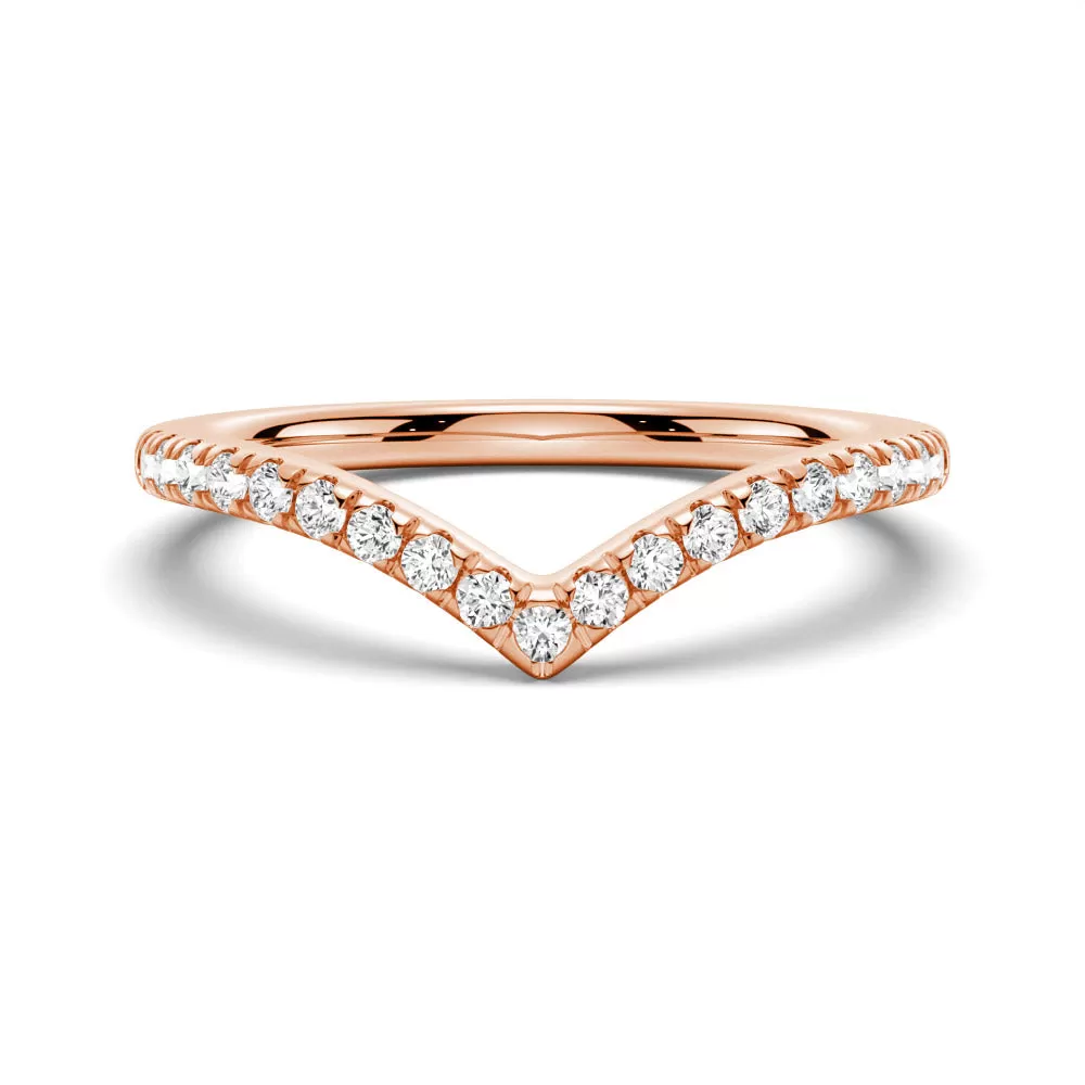 Curved V Moissanite Wedding Band