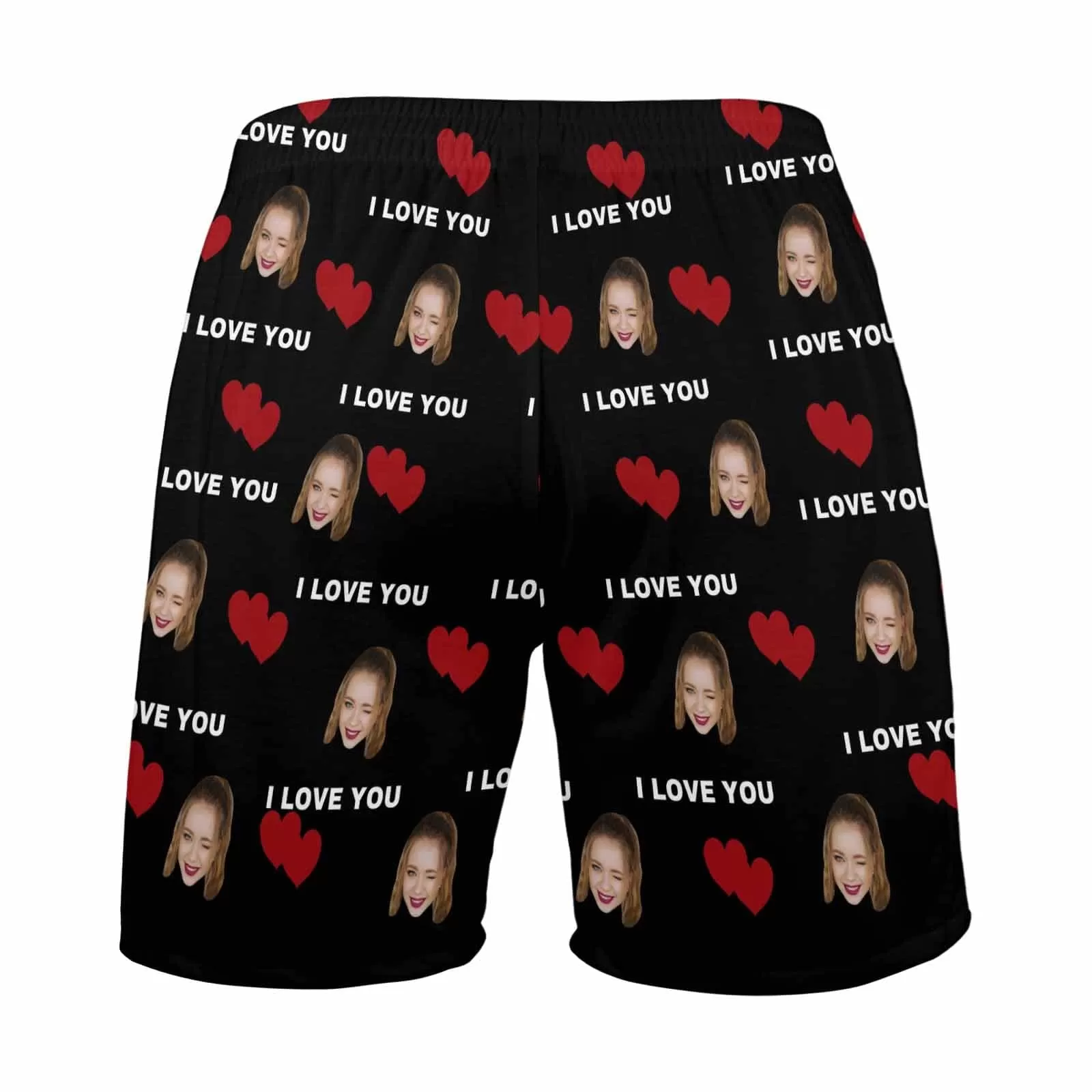 Custom Face Men's Pajama Shorts Personalized Love You Sleepwear Shorts