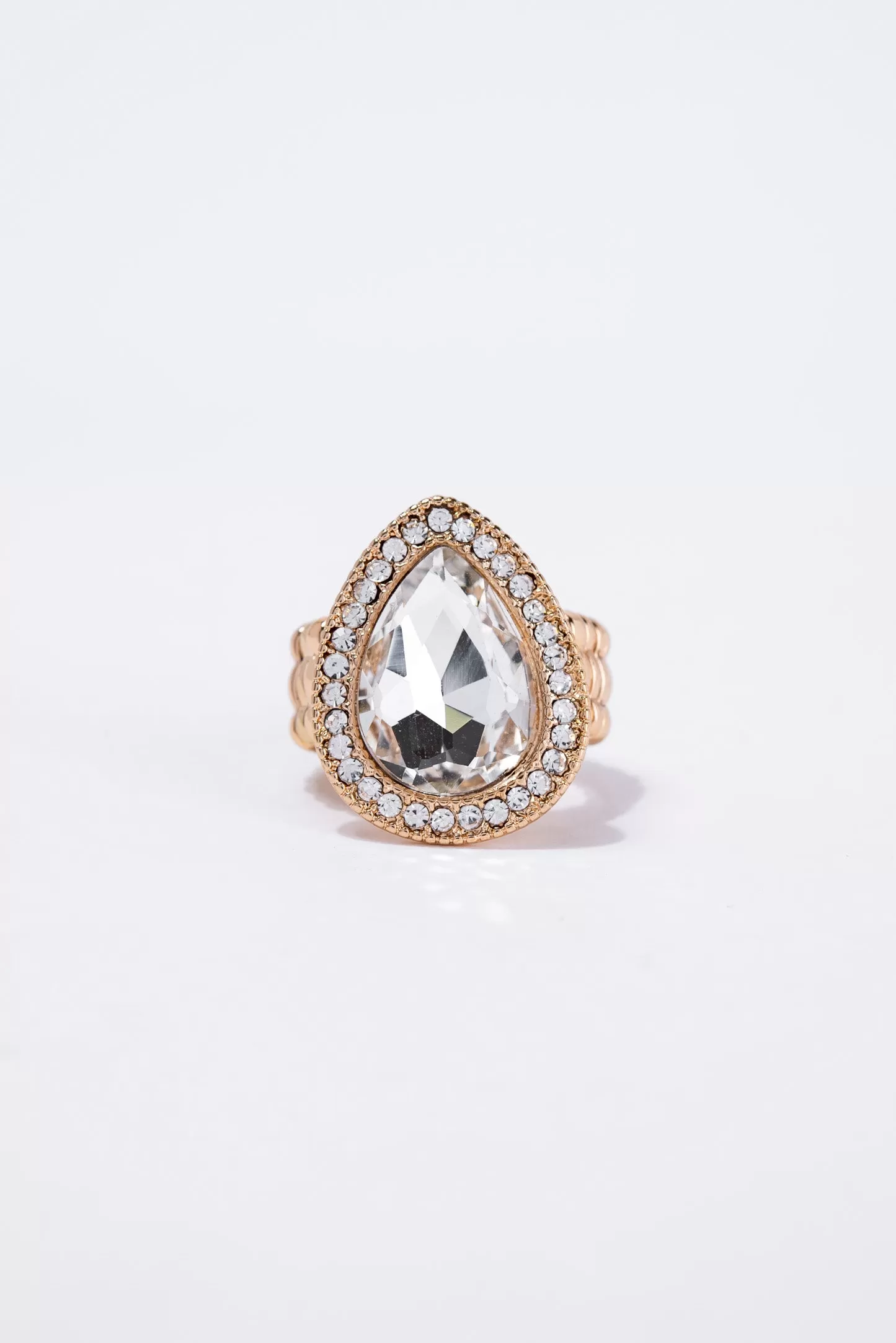 Deliah Teardrop Rhinestone Stretch Ring