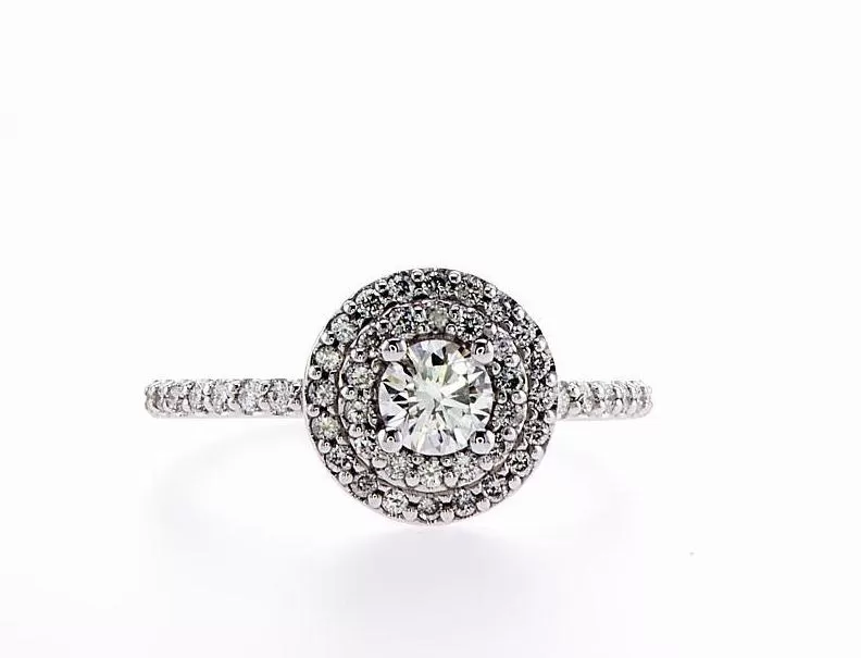 Double Halo Diamond Ring (0.65Ctw)