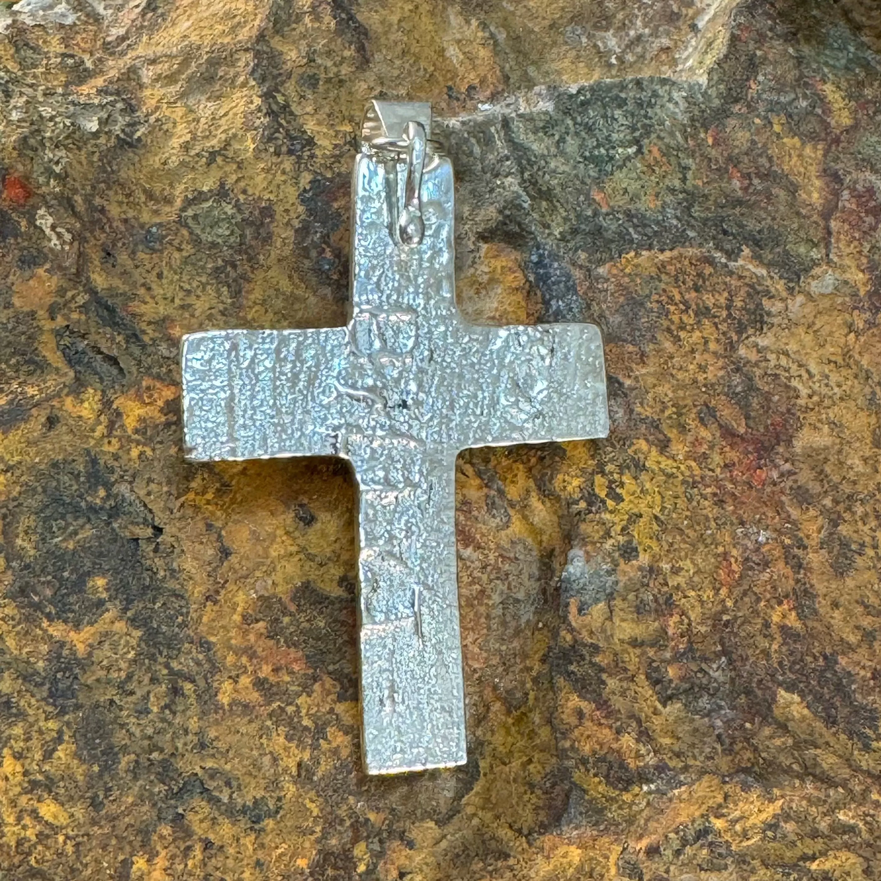 Dry Creek Turquoise Sterling Silver Pendant Cross by Billy Jaramillo