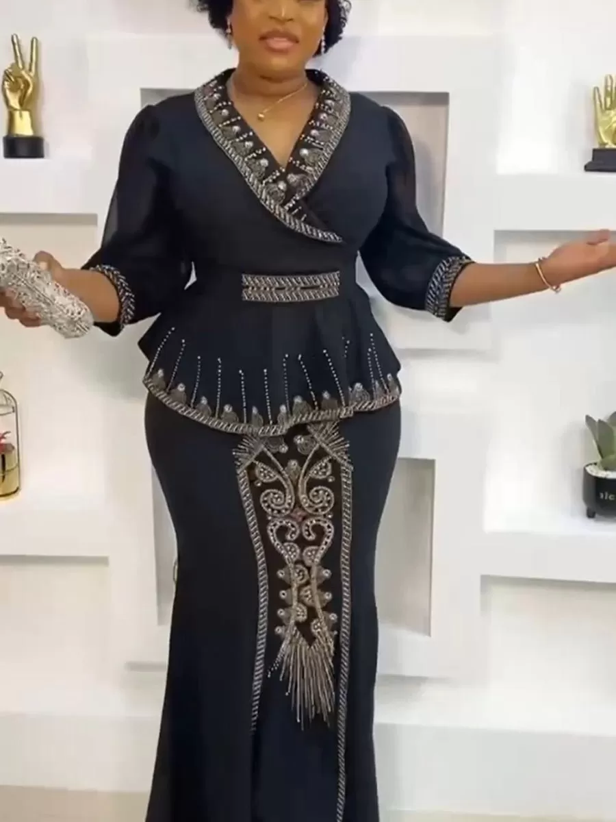 Effortlessly Chic: 2PC Dashiki African Skirt and Top Set for Women, Perfect for Weddings and Parties