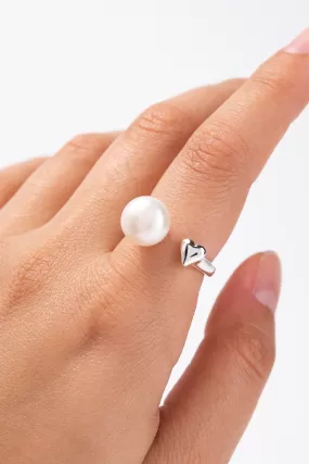 Elizabeth Pearl Heart Cuff Ring