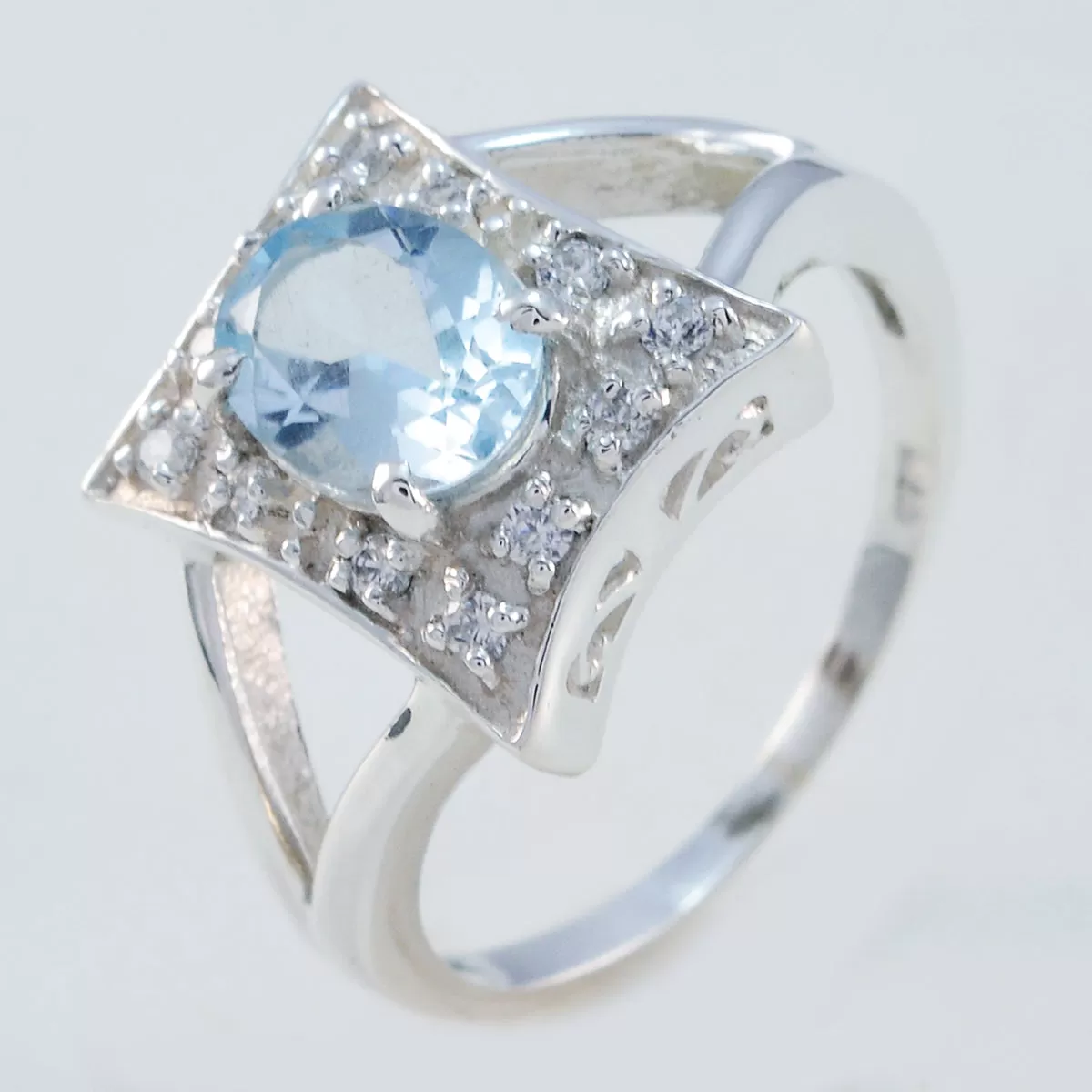 Engaging Gems Blue Topaz Sterling Silver Ring Medical Alert Jewelry