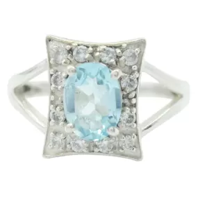 Engaging Gems Blue Topaz Sterling Silver Ring Medical Alert Jewelry