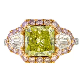 Fancy Yellow Green Diamond Ring