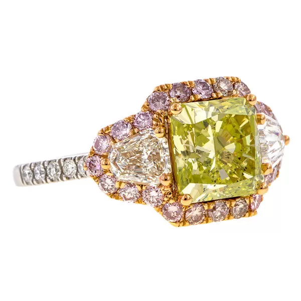 Fancy Yellow Green Diamond Ring