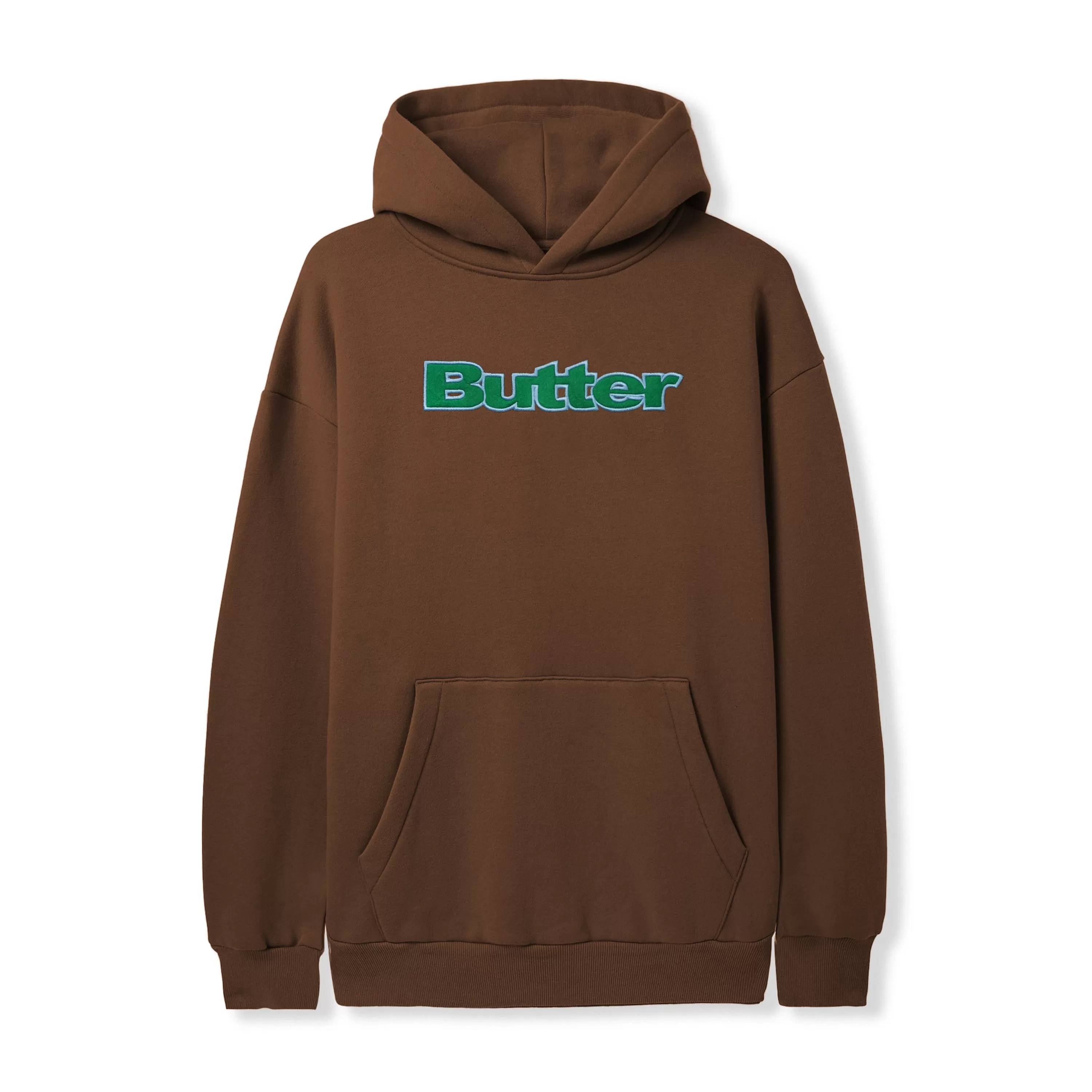 FELT LOGO APPLIQUE PULLOVER HOOD BROWN