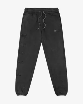 GEEDUP STACKED LOGO TRACK PANTS VINTAGE WASHED BLACK